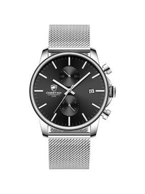 ⚡Mesh Silver Black Men’s Watch Fashion Sport Quartz Analog Mesh Stainless  Steel